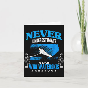 Dad waterskis barefoot wave lover athletes water card