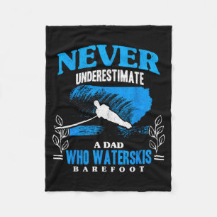 Dad waterskis barefoot wave lover athletes water fleece blanket