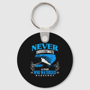 Dad waterskis barefoot wave lover athletes water keychain