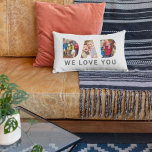 Dad We Love You Custom Fathers Day 3 Photo Collage Lumbar Pillow<br><div class="desc">Create a stylish and memorable gift for Dad this Father's Day! This custom throw pillow features a collage of three favourite family pictures of the kids (front and back) designed as a modern and bold sans serif typography design. Personalize the "We love you" text and modify the charcoal grey text...</div>