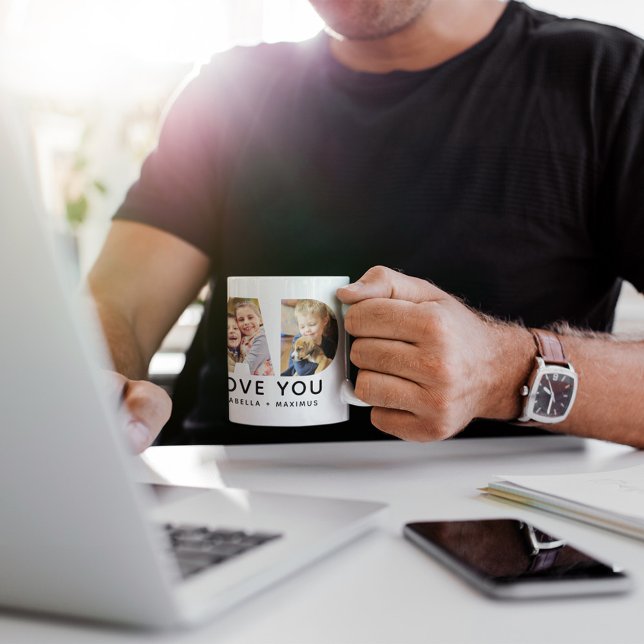Dad We Love You Custom Fathers Day Photo Collage Coffee Mug (Creator Uploaded)