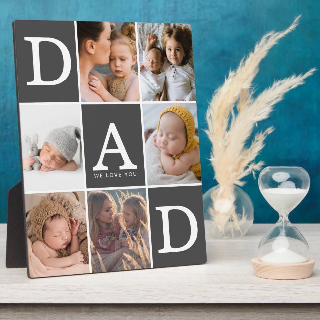 Dad We Love You Photo Collage Plaque (Side)