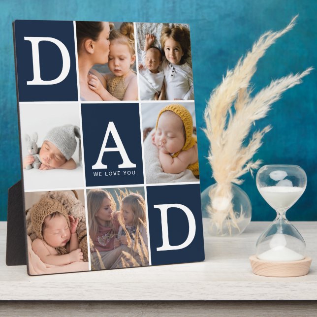 Dad We Love You Photo Collage Plaque (Side)