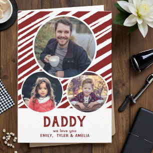 Dad we love you Red Stripes 3 Photos Father`s Day Card