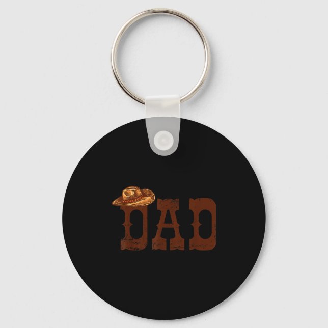 Dad Western Family Matching Birthday Cowboy Cowgir Keychain (Front)