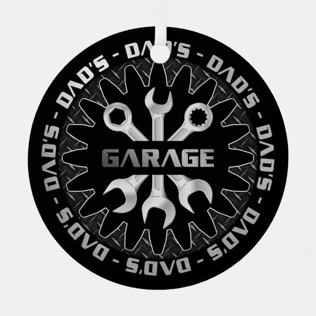 Dad Will Love this Garage Christmas Metal Ornament (Front)