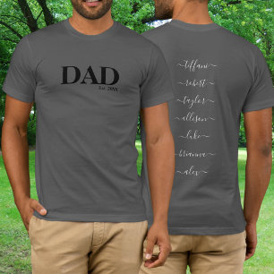 Dad with Kids Names Year T-Shirt