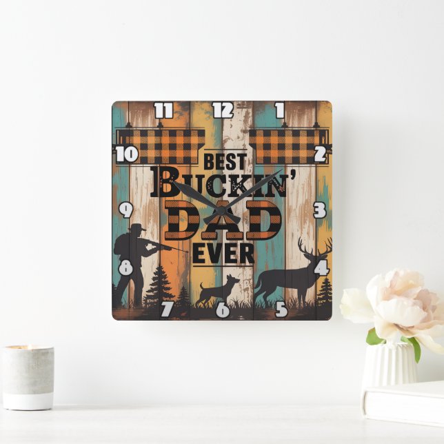 dad wolf legend, man myth strong, rugged animal po square wall clock (Home)