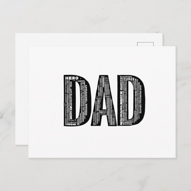 DAD Word Cloud - Carte postale Fête des pères (Devant / Derrière)