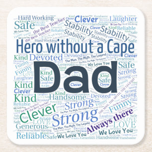 Dad Word Cloud Design Paper Coasters