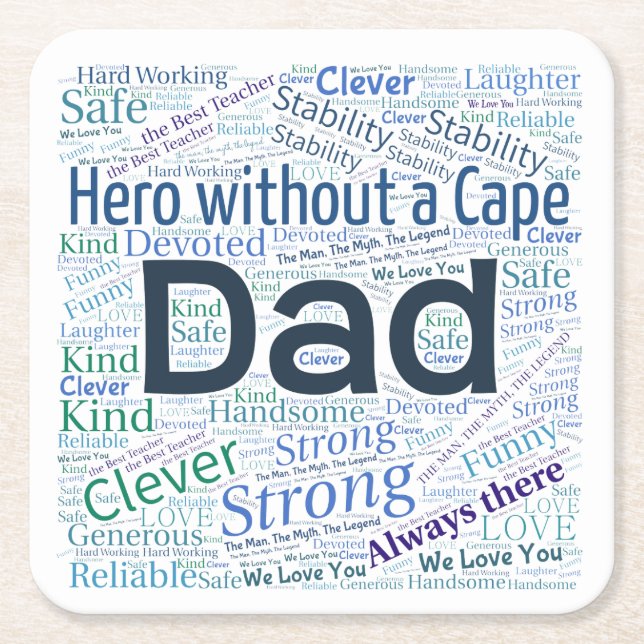 Dad Word Cloud Design Paper Coasters  (Front)