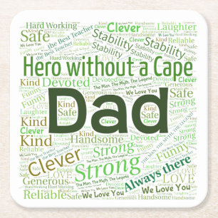 Dad Word Cloud DesignPaper Coasters 