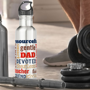 Dad Word Cloud Good Traits - MultiColor Typography 710 Ml Water Bottle