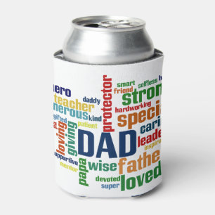 Dad Word Cloud Text Father's Day Typography Can Cooler