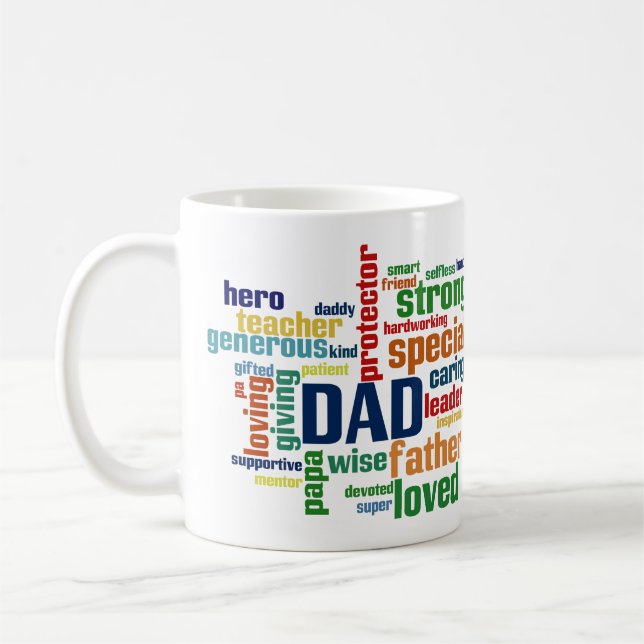 Dad Word Cloud Text Father's Day Typography Coffee Mug (Left)
