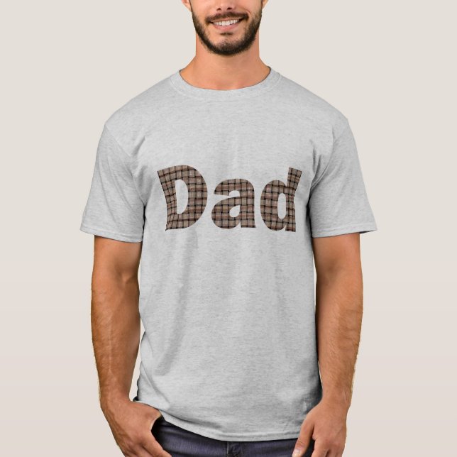 Dad Word in Rustic Burlap Weave Pattern T-Shirt (Front)