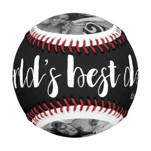 Dad World's Best Two Photo, Year, and Name Baseball