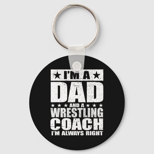Dad Wrestling Coach Coaches Fathers Day Shirts Gif Keychain (Front)