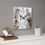 'DAD' you are the Best Name & Quote Keepsake Square Wall Clock<br><div class="desc">Modern photo collage and quote keepsake square clock featuring 4 pictures of your choice, which can easily be downloaded from a computer or your phone, the text 'DAD you are the Best' in elegant calligraphy script, your childrens name/s and a quote that can be customized so that it is unique...</div>