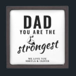 Dad you are the Strongest Father`s Day Gift Box<br><div class="desc">Dad you are the Strongest Father`s Day Gift Box. Fun strongest dad gift box with a muscle arm. Personalize it with your names. The text is black modern typography. You can change any text or erase it. A perfect gift for a dad or a new dad on a Father`s day,...</div>