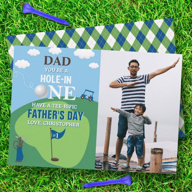 Dad You're A Hole In One Father's Day Photo Card (Creator Uploaded)