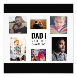Dad You're Awesome Collage Father's Day Typography Photo Print