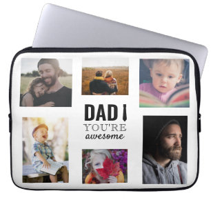 dad you're awesome father's day collage typography laptop sleeve