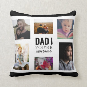 dad you're awesome father's day collage typography throw pillow