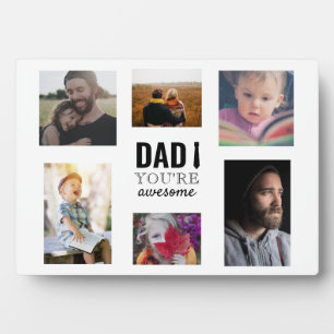 Dad You're Awesome Photo Collage Father's Day Plaque