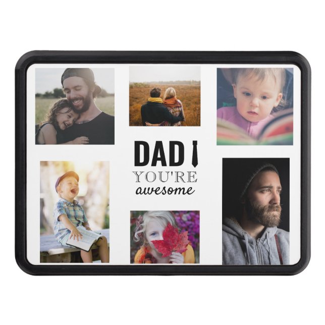 dad you're awesome typography photo collage custom trailer hitch cover (Front)