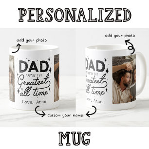 Dad You're Great All Time Custom Two Photo Retro  Coffee Mug