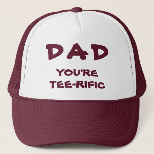 Dad You're Tee-Rific Golf Pun Maroon And White Trucker Hat