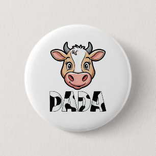 Dada Cow Print Cow Pattern Father's Day 2 Inch Round Button
