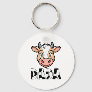 Dada Cow Print Cow Pattern Father's Day  Keychain