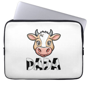 Dada Cow Print Cow Pattern Father's Day Laptop Sleeve