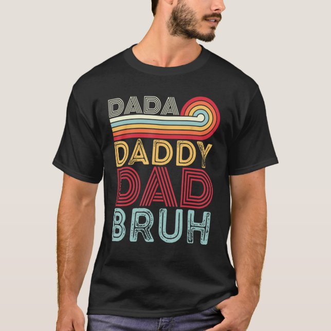 Dada Daddy Dad Bruh Retro 80s Sunset Fathers Day T-Shirt (Front)