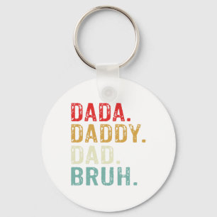 Dada Daddy Dad Bruh Retro Vintage Funny Fathers Da Keychain
