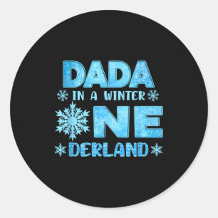 Dada In A Winter Onederland Bday Girl Sweet Snowfl Classic Round Sticker