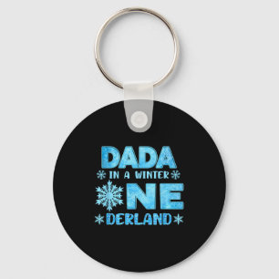 Dada In A Winter Onederland Bday Girl Sweet Snowfl Keychain