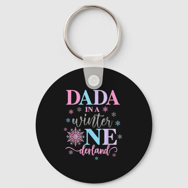 Dada In A Winter Onederland Birthday Girl Sweet Sn Keychain (Front)