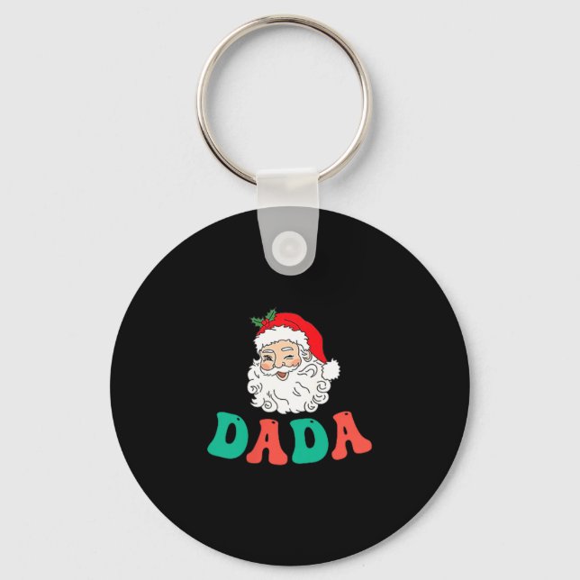 Dada Of 1st Birthday Pajamas Christmas Santa Match Keychain (Front)