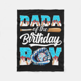 Dada of the birthday boy baseball ice cream drip fleece blanket