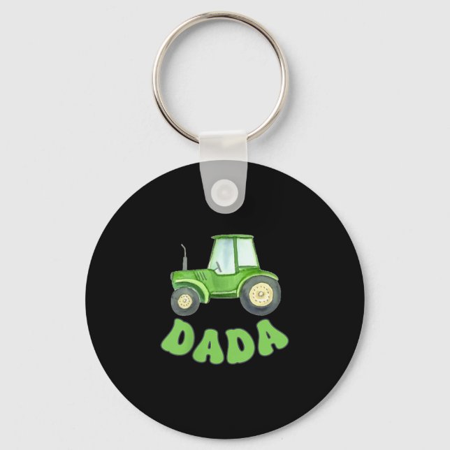 Dada Of The Birthday Boy Tractor Farm Trucks Famil Keychain (Front)