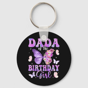 Dada of The Birthday Girl Butterfly Family Keychain