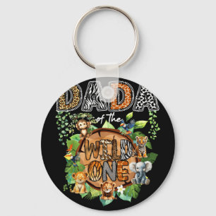 Dada of The Wild One 1St Birthday Kids Safari Keychain