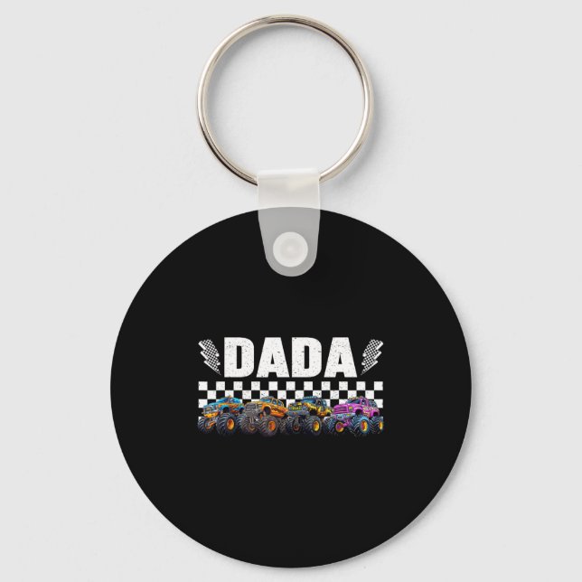 Dada Retro Monster Truck Family Crew Birthday Matc Keychain (Front)