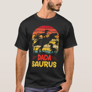 Dada saurus Rex Dada Dinosaur 2 Two Kids Father's  T-Shirt