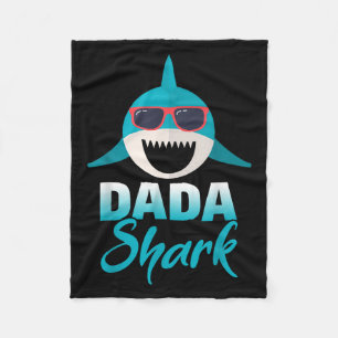 Dada Shark Wearing Cool Sungles Daddy  Fleece Blanket