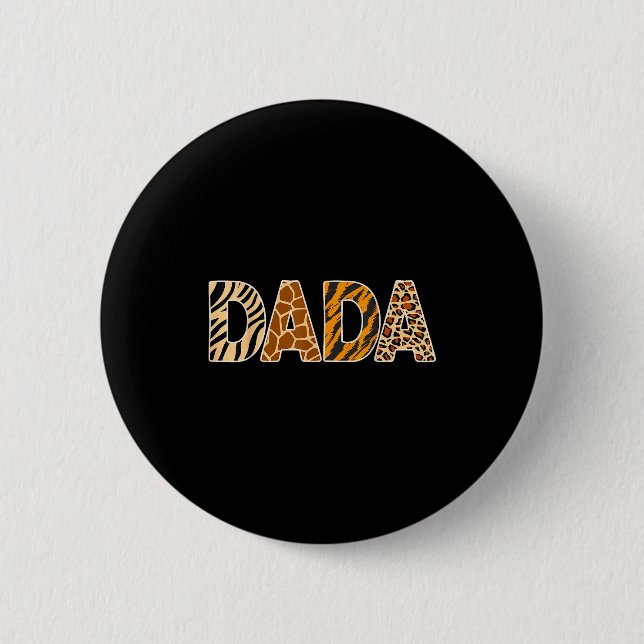 Dada Wild Animal Print Zebra Giraffe Tiger Leopard 2 Inch Round Button (Front)