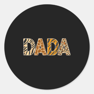 Dada Wild Animal Print Zebra Giraffe Tiger Leopard Classic Round Sticker
